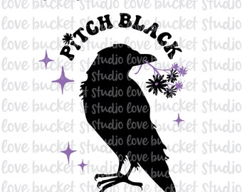 Spooky Season Raven SVG、Pitch Black デザイン (デジタルダウンロード)