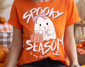 スプーキーシーズンは私のお気に入りのPNG、かわいいゴーストハロウィンSVG、コケットリボンパンプキンフォール、秋のガーリー