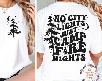 Camping Campfire Nights, No city Lights Clipart SVG PNG (Digital Download)