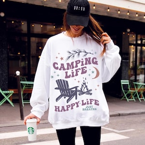 Vida de camping, vida feliz, paquete de SVG de camping, SVG de autocaravana, SVG de viaje de chicas, SVG de vida de camping, SVG de vida en el lago, SVG de fogata, SVG PNG de aventura en modo camping