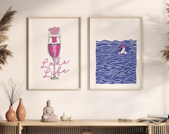Lake Life Printable Wall Art, On the lake,Lake print,Summer print,Gone Swimming,Lake decor,Up North,Cabin decor,At the lake,Original artwork