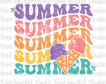 レトロな夏のSVG、ビーチバイブスのPNG、アイスクリーム（デジタルダウンロード）