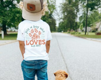 Just a boy who loves his dog png svg,Custom Dog name Paw print svg,Dog lover, Gift for son svg, Dog Quotes SVG,Dog Lover shirt Png, Boy svg