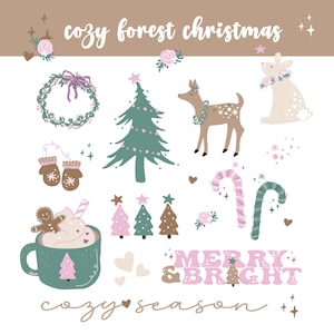 Weihnachten Waldtiere PNG SVG, Gemütliche Weihnachten, Waldfreunde, Heißer Kakao Clip Art, Believe, Magisches Winter Wunderland, x-mas Tiere