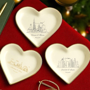 Personalized Skyline Ring Dish, Wedding Ring Dish, City Ring Dish Custom Wedding City Ring Dish Custom Hotel Trinket Dish Just Engaged Gift
