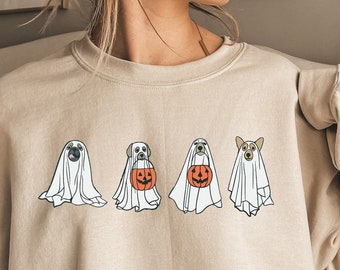 Сute Ghost Dog t-shirt, Ghost dog sweatshirt, Dog Lovers Shirt, Trick or Treat Tee, Halloween Dog T-shirt, Spooky Season, Pumpkin Shirt Gift