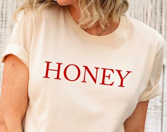 Honey vintage aesthetic tee, feminine t-shirt, parisian chic style, women's essentials, gift for her, honey sweatshirt, trendy ladies shirts