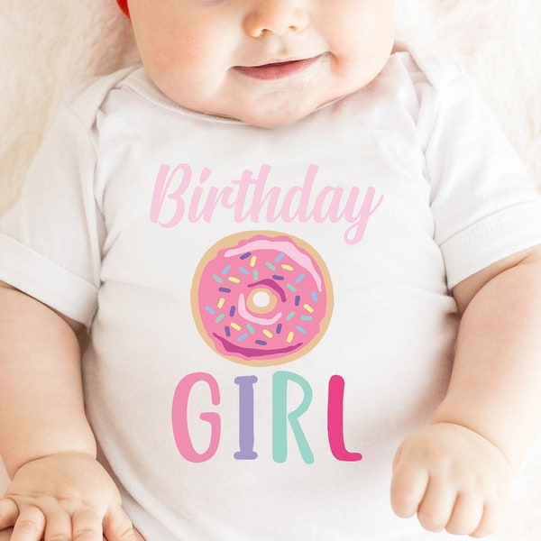 Pink Donut Sprinkles Birthday Shirt, Donut Birthday Outfit, Birthday Girl Shirt, Customized Birthday Shirt. Custom Age Birthday Tee