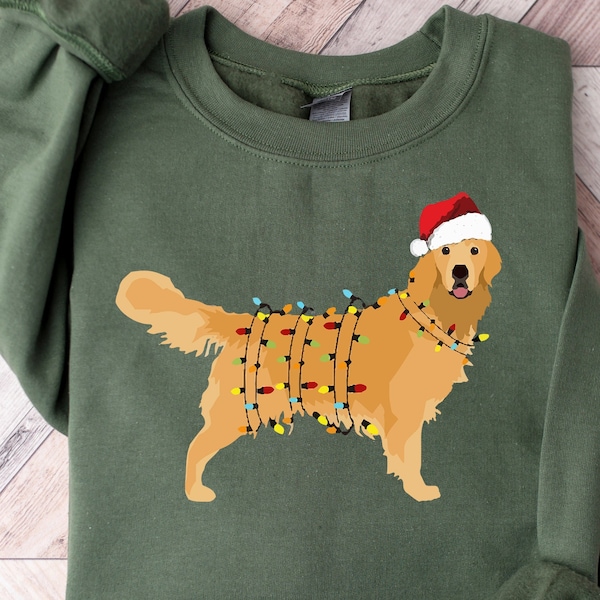 Camiseta navideña Golden Retriever, Camiseta de Feliz Año Nuevo para Perros, Camiseta de Luces Navideñas, Camiseta Navideña para Perros, Camiseta para Mamá Golden, Regalo para Amantes de los Perros