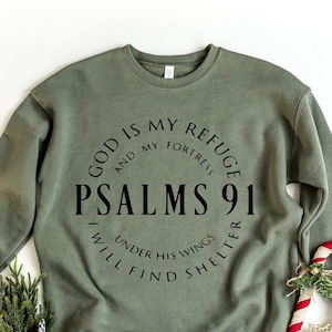 Psalms 91 Sweatshirt, Christian Shirt, Faith Sweater, Cross Jesus Tshirt, Faith Tshirt, Religious Christmas, Bible Verse Tee, Gift For Women