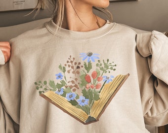 Wildflowers Book Sweatshirt, Book Lovers T-shirt, Gift For Bookworms, Book Sellers Gift Gift For Teachers Readers' sweater, Christmas Gifts