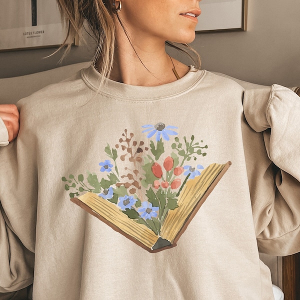 Wildflowers Book Sweatshirt, Book Lovers T-shirt, Gift For Bookworms, Book Sellers Gift Gift For Teachers Readers' sweater, Christmas Gifts