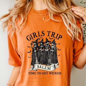 Time to Get Wicked Girls Trip Salem Shirt, Comfort Colors Halloween Tshirt, Salem Sweatshirt, Halloween Witchy Trip Tee, Bachelorette Gift