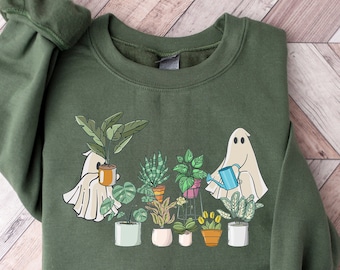 Ghost Plant Lady Sweatshirt, Ghost Plant Tshirt, Halloween Plants Shirt, Halloween Ghost Hoodie, Funny Gift for Plant Lover, Gardening Shirt