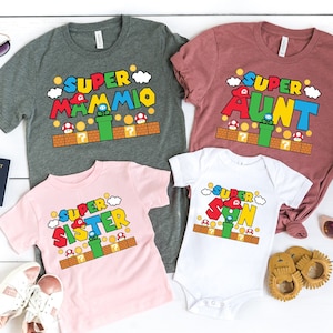 Custom Super Mario Shirt , Super dadio shirt, Father&#39;s Day Shirt, Super Mommio Shirt, Super Aunt shirt, Matching family shirts, Mothers day