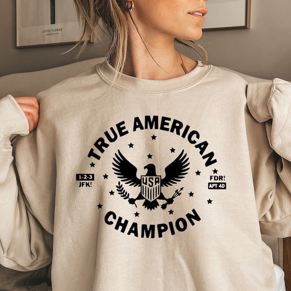 True American Sweatshirt, Usa Eagle Tshirt, New girl tv show tee, Champion Shirt, Schmidt, made in america, eagle Patriotic republican gift