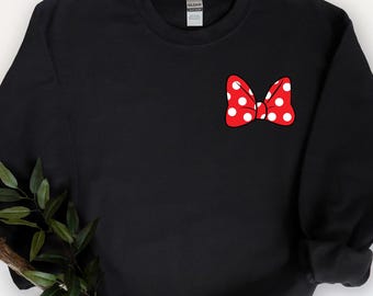Minnie Mouse Bow Shirt, Cute Disney Tee for Women, Polka Dot Minnie T-Shirt, Pink Magical Disneyland Outfit, Gift for Her, Disney Shirts