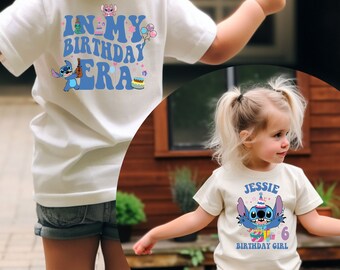 Personalized Stitch Birthday Shirt, Custom Disney Stitch Birthday Shirt, Disney Birthday Girl, In My Birthday Era Shirt Custom Kids Birthday