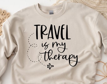 Travel is my Therapy Shirt, Traveler Gift, Travel Shirt, Vacation Shirt, Travel Lover, World Map Shirt, Airplane Mode Tshirt, Adventure Tee