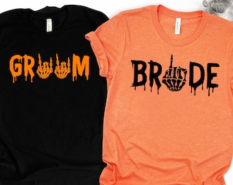 Gothic Bride Groom Engaged Shirt, Till Death Shirt, Engagement Gift, Halloween Wedding, Goth Wedding, goth bride bachelorette, Mr Mrs Shirt