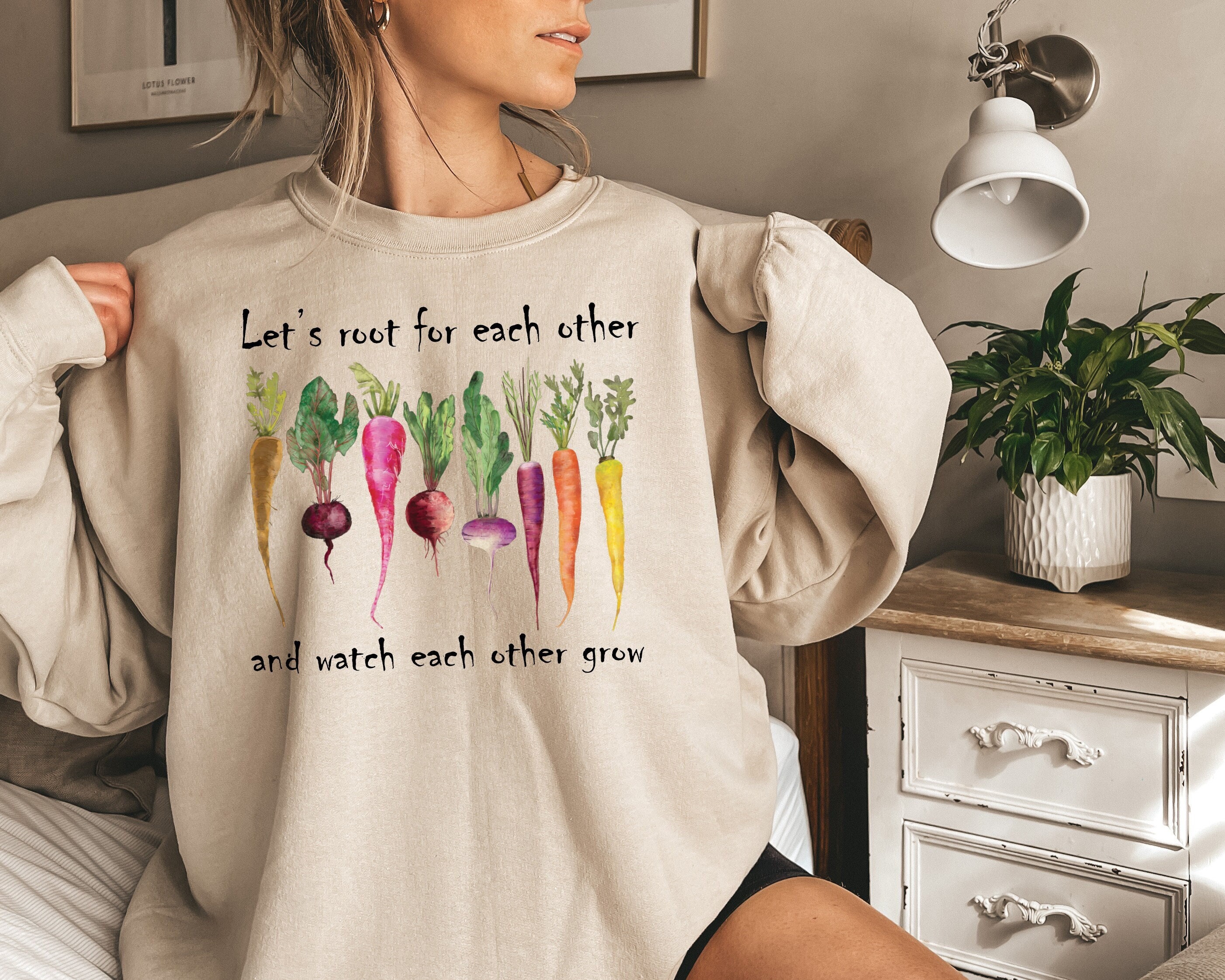 Let's Root for Each Other and Watch Each Other Grow Gardening Vegetable  Green Thumb Design UNISEX Relaxed Jersey T-shirt for Women 