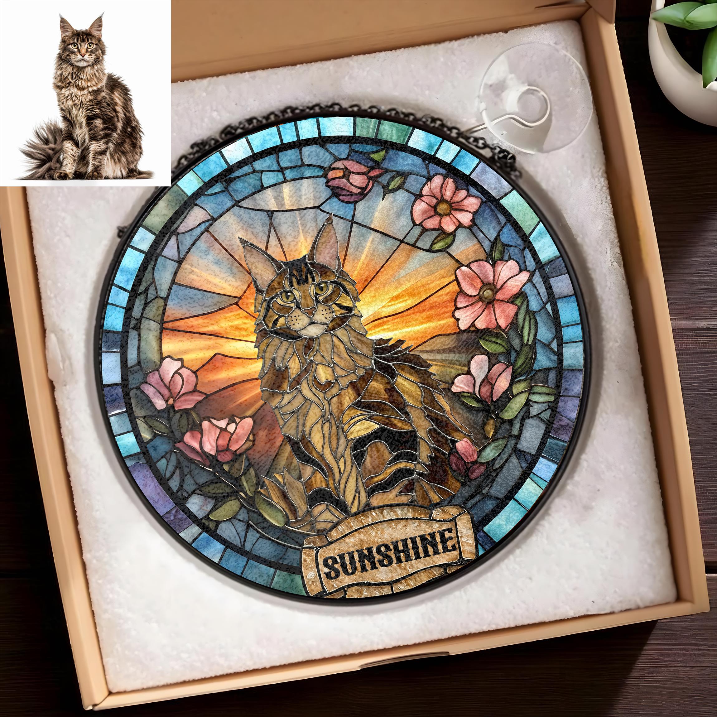 Custom Pet Portrait Stained Glass Suncatcher, Personalized Dog or Cat ...