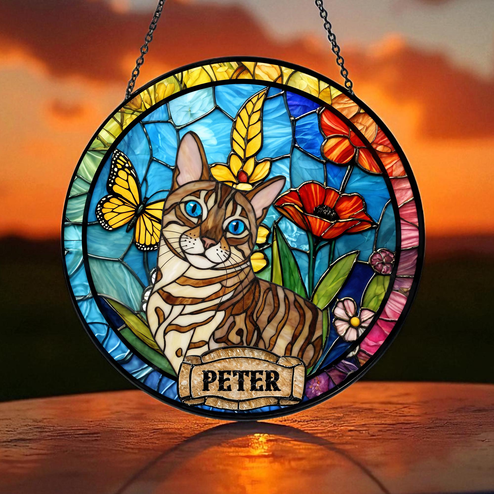 Custom Pet Portrait Stained Glass Suncatcher, Personalized Dog or Cat ...