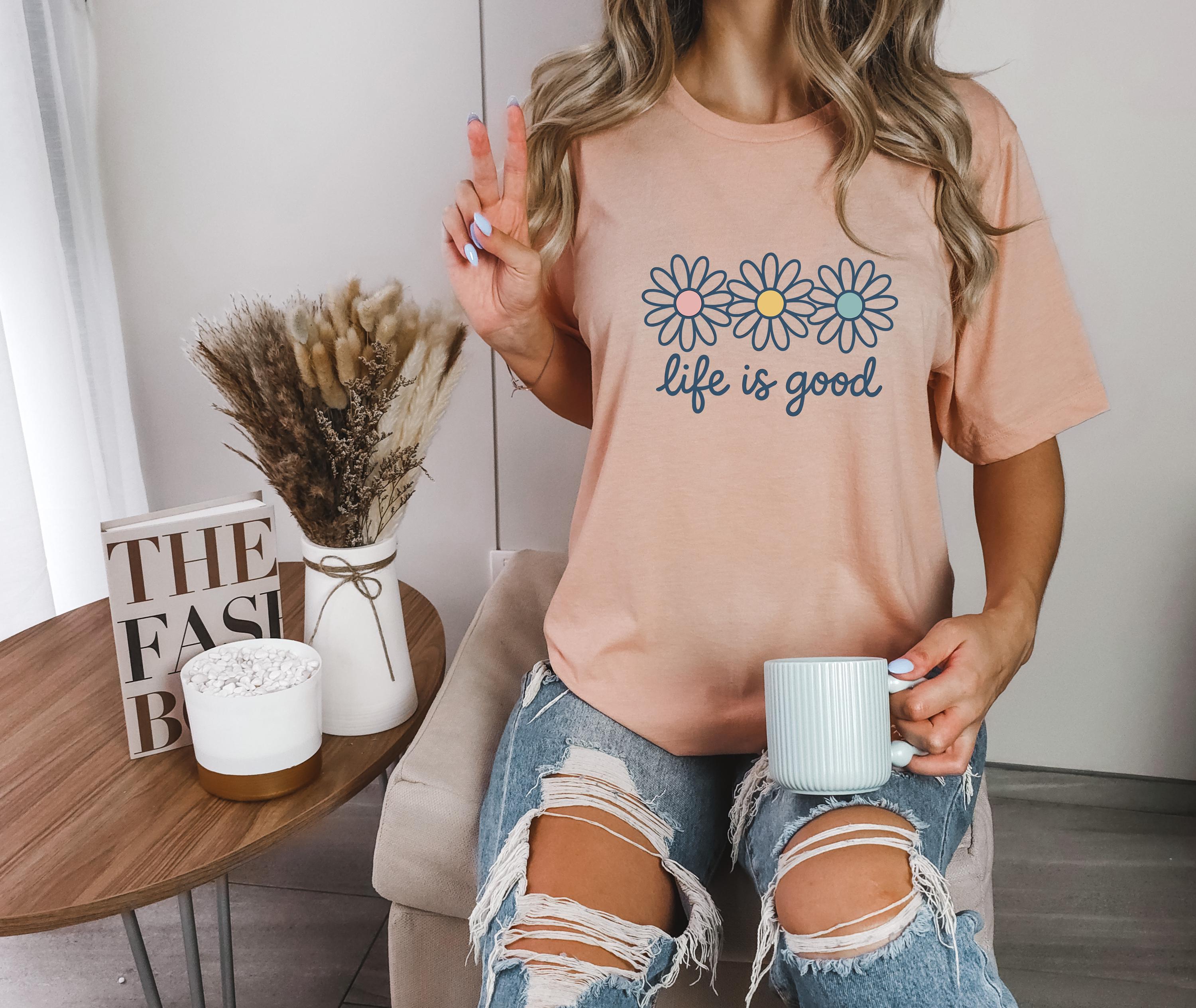 Life is Good T-shirts, Wildflower Shirt for Women, Summer Shirt ...