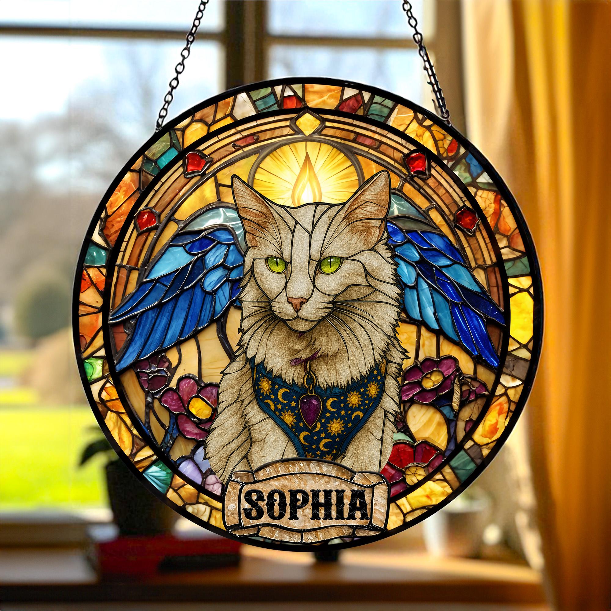 Custom Pet Portrait Stained Glass Suncatcher, Personalized Dog or Cat ...
