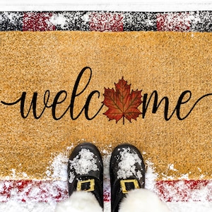Welcome Leaf Fall Doormat, Cute Pumpkin Welcome Door Mat, Autumn Doormat, New Home Autumn Gift, Cute Fall Welcome Door Mat, Welcome Doormat