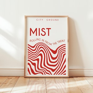 Mist Rolling In Football Poster (Mull of Kintyre) // Musik Lyrik Poster // Indie Art // A4 A3 A2 // Football Club Poster // Nottingham Forest