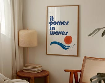 Impresión artística retro giclée "It Comes In Waves" // Arte independiente // A4 A3 A2