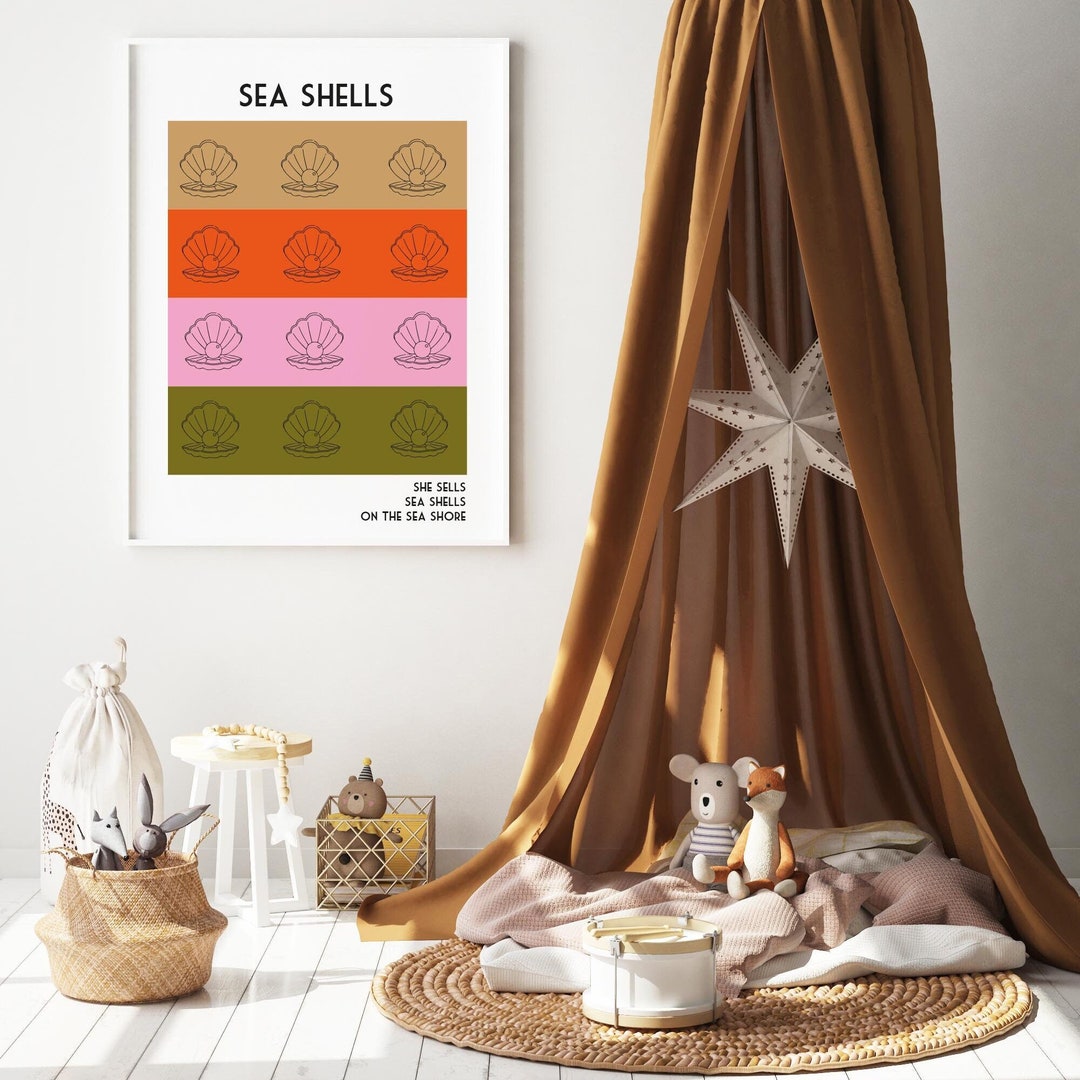 Sea Shells Nursery Rhyme Giclèe Art Print // Indie Art // A4 A3 A2