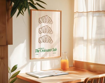 Croissant Club Giclée Print: Arte retro de la pared de la cocina