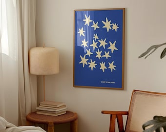 Retro Giclée Star Bedroom Print “Starry Night”| Indie Wall Art | Playful & Nostalgic Home Decor| A4–A2 Sizes | UK Printed | Eco Packaging