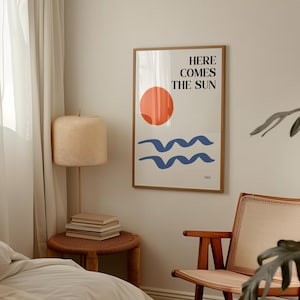 Retro Giclée Music Art Print Here Comes The Sun | Indie Wall Art | Playful & Nostalgic Home Decor| A4–A2 Sizes | UK Printed | Eco Packaging