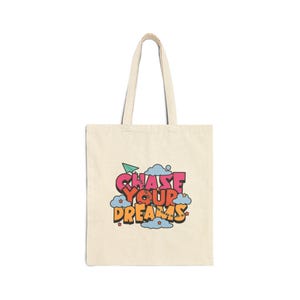 Chase Your Dreams Tote Bag, Inspirational Canvas Bag, Shopping Bag, Eco-Friendly Grocery Bag, Reusable Tote, Hashtag Design