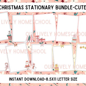 Papelería imprimible navideña retro linda / Membrete navideño / Membrete navideño lindo / Papel navideño 8.5x11 / Papel de carta de Papá Noel