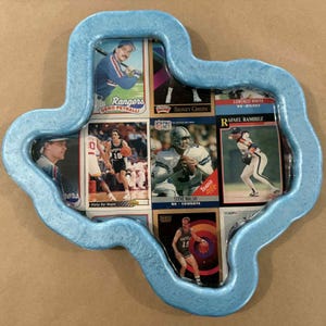 Texas Sports Card Tray – Handgemaakt harsdecor met echte sportkaarten – Man Cave-cadeau – Vaderdagcadeau – Sportcadeau voor kinderen - Texas Sports