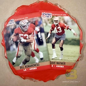 49ers NFL Coaster – Handmade Resin Coaster with Vintage Pro Set Cards – Red Football Decor – Brady’s Card Vault - Football Gift for Him