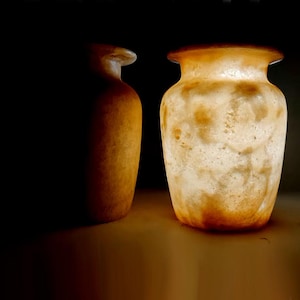 Handmade Alabaster Vase: Egyptian Stone Candle Holder (7.5 inches)