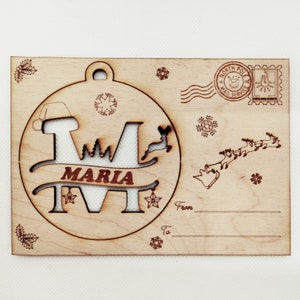 Cartolina di Natale personalizzata con nome - Pallina con lettera