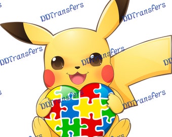 Pika Autism Heart - Ready to Press - DTF Transfer