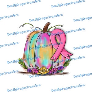 Pink Ribbon & Pumpkin - Ready to Press - DTF Transfer