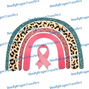 Pink Ribbon Rainbow - Ready to Press - DTF Transfer