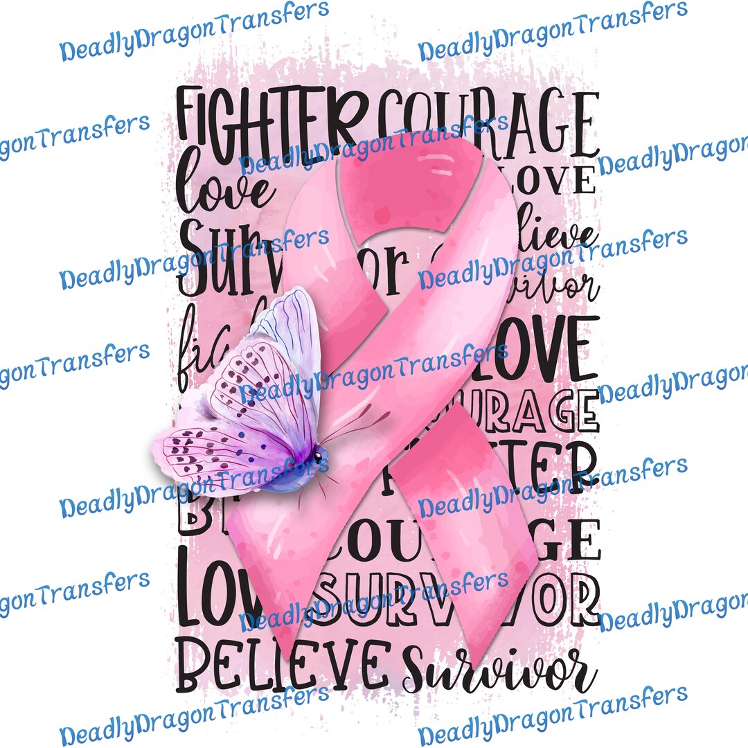 Optimist Ribbons Encouraging Pink Ribbon - Ready to Press - DTF Transfer - Etsy