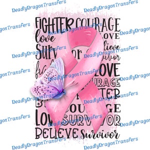 Encouraging Pink Ribbon - Ready to Press - DTF Transfer