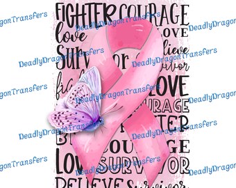 Encouraging Pink Ribbon - Ready to Press - DTF Transfer