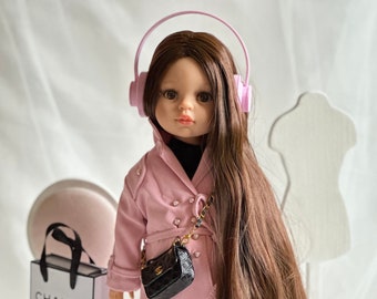 Schöne Puppe mit langen braunen Haaren in modischer Kleidung, Paola Reina 32 cm, Puppen Kleidung, Geschenk Für Tochter, Geschenk Freundin