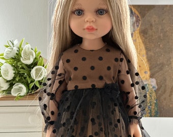 Belle poupée cheveux longs blonds yeux gris en robe, Paola Reina 32 cm, cadeau fille, cadeau anniversaire fille, jouet